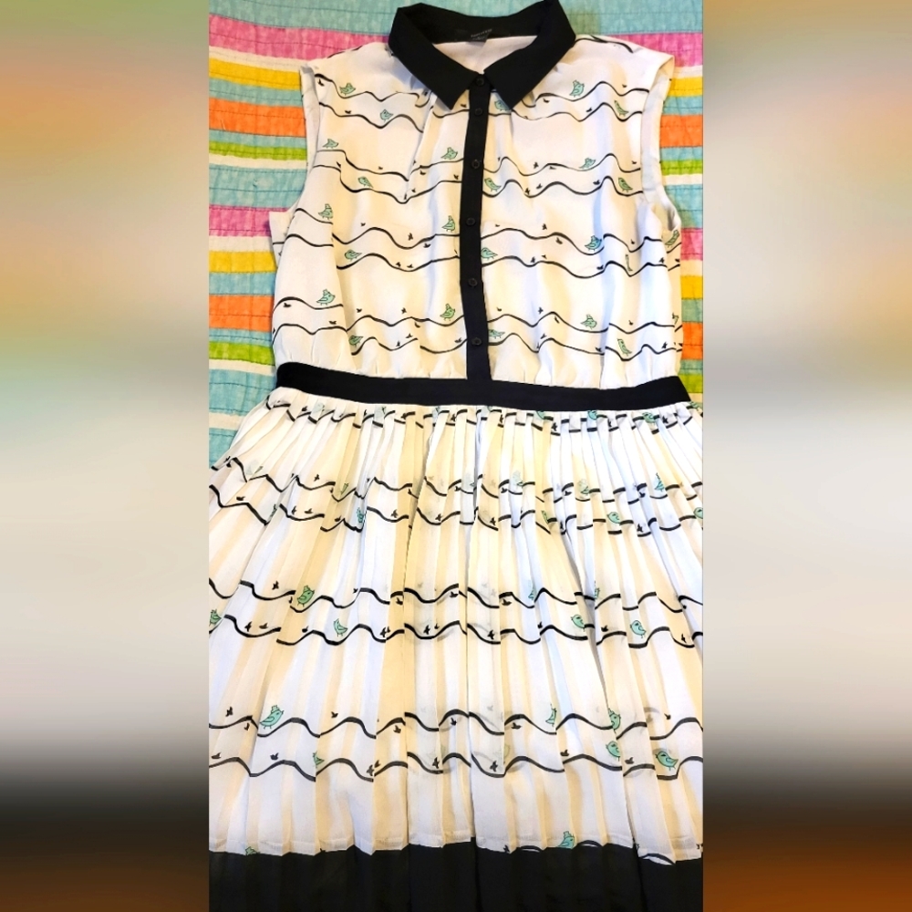 Forever 21 Spring Bird Pleated Dress